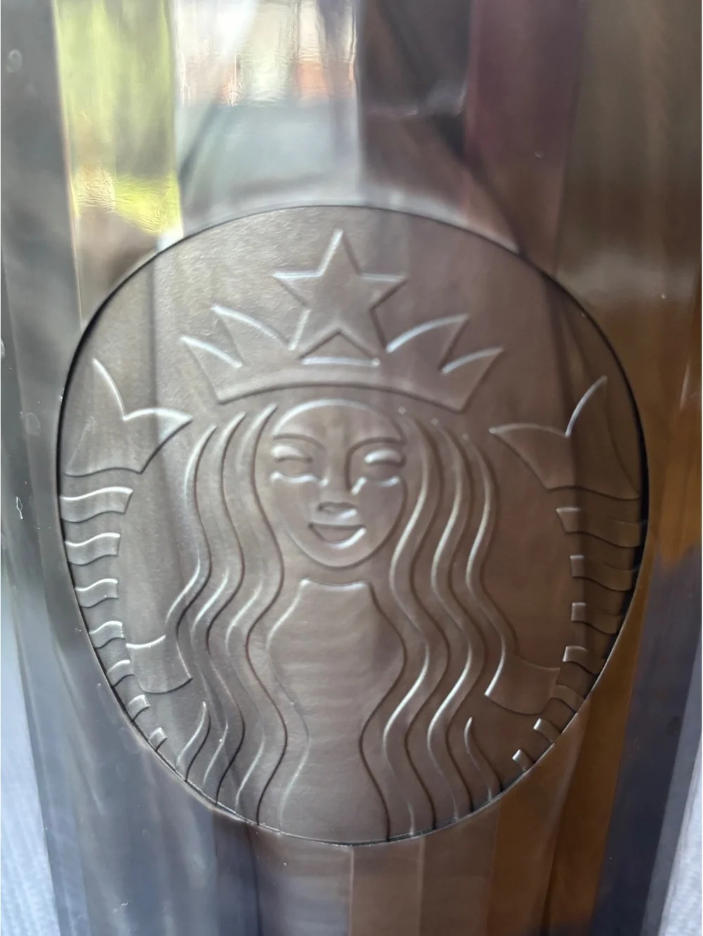 Starbucks Black Iridescent Marbled Faceted 16 oz Cold Cup Tumbler Straw Lid